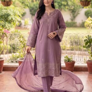 Winkle 3Pc - Embroidered Khaddar Dress