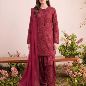 Red Embroidered 3-Piece Suit